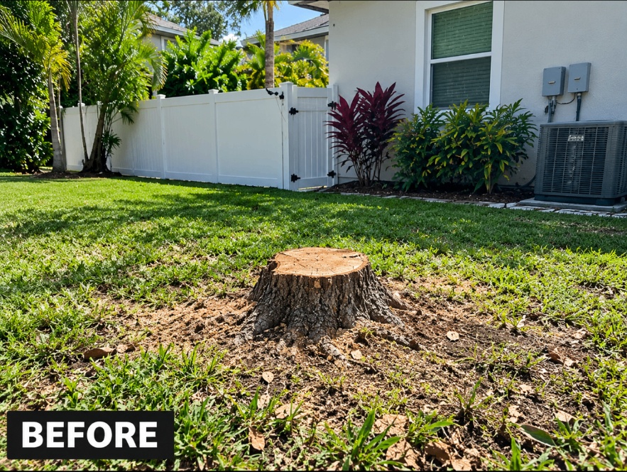 Stump grinding — before